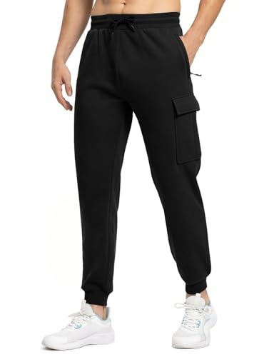 Fleece Cargo Jogger Sweatpants with Zipper Pockets