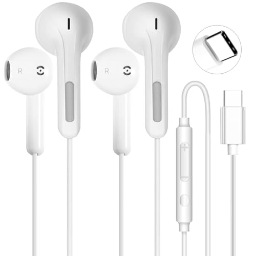 2 Pack USB C Wired Earbuds with Mic