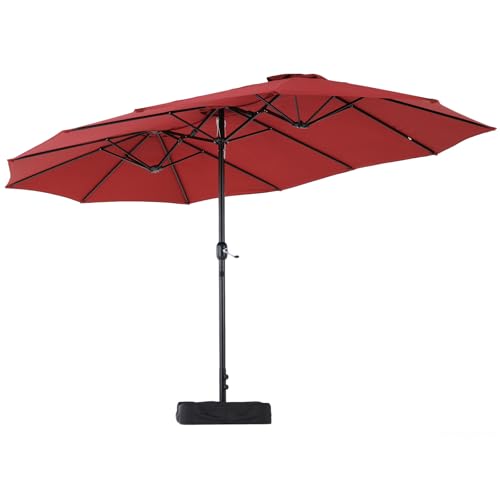 15ft Double-Sided Patio Umbrella with Base