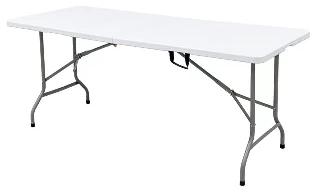 Elevon Portable Utility Camping Crafting Folding Table, 6 Feet, White