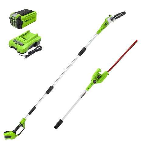 Greenworks 40V Cordless Pole Saw Hedge Trimmer Kit