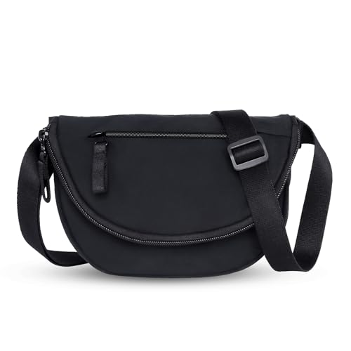 Nylon Crescent Crossbody Shoulder Bag with Inner Pocket
