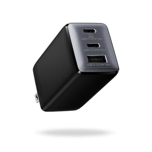 67W 3-Port GaN USB C Fast Charger Block