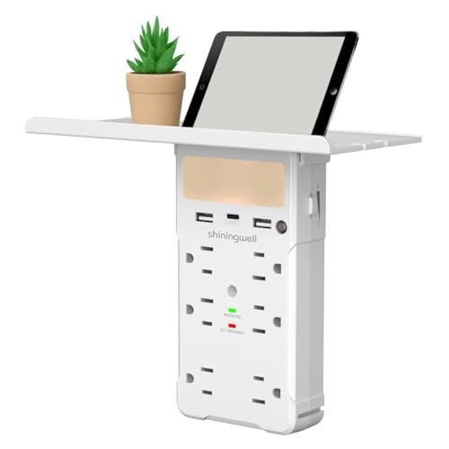 Outlet Extender with Shelf and Night Light