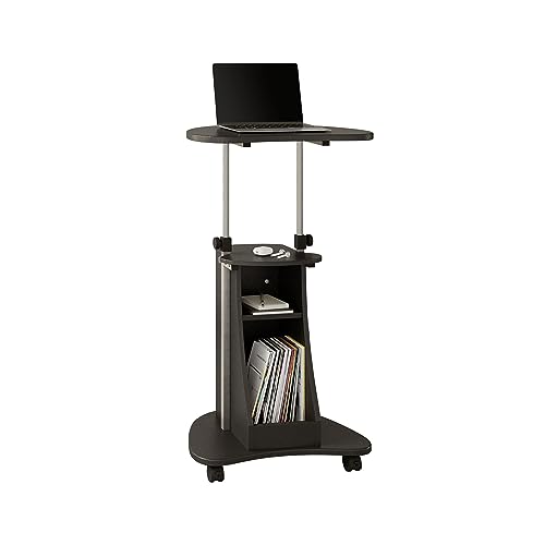 Adjustable Height Rolling Laptop Cart with Storage