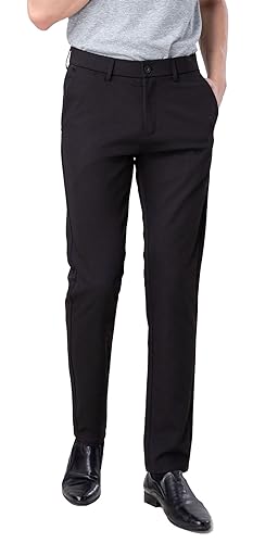Plaid&Plain Men’s Slim Fit Stretch Dress Pants