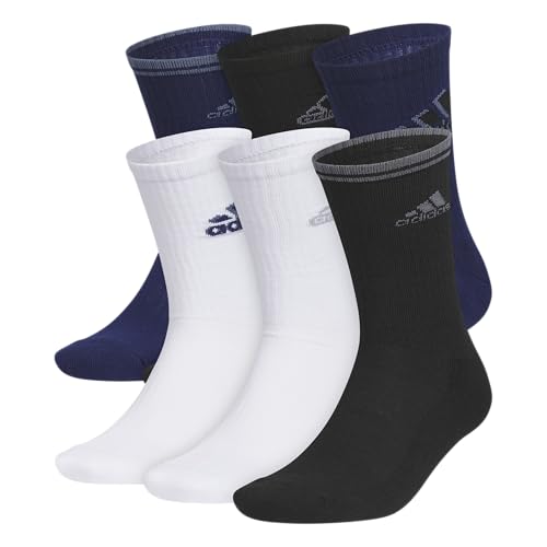 6 Pack adidas Men's Cushioned Crew Athletic Socks