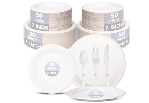 250 Piece Compostable Dinnerware Set with Utensils