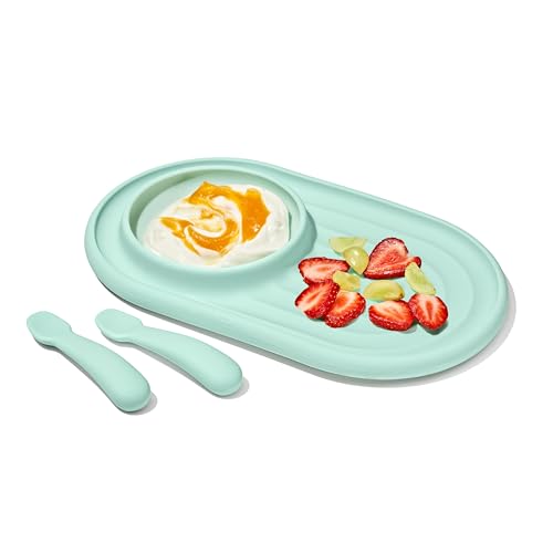 3 Piece OXO Tot Textured Suction Plate and Spoons