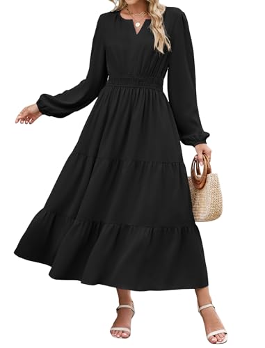 ZAFUL Long Sleeve V Neck Maxi Dress