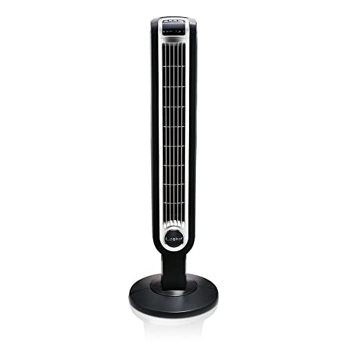 Lasko Oscillating Tower Fan, 3 Quiet Speeds, Timer, Remote Control, for Bedroom, Kitchen, Office, 36", Black, 2511