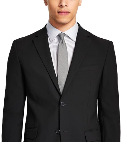 DKNY Men's Modern Fit High Performance Separates Business Suit Jacket, Black Solid, 38 Regular