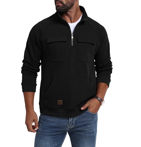 Men’s Quarter Zip Fleece Pullover Outdoor Sweatshirt