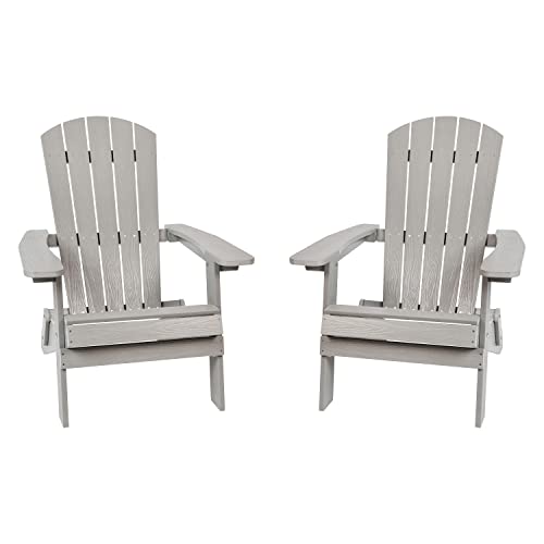 2 Pack Folding Adirondack Chairs Weather Resistant