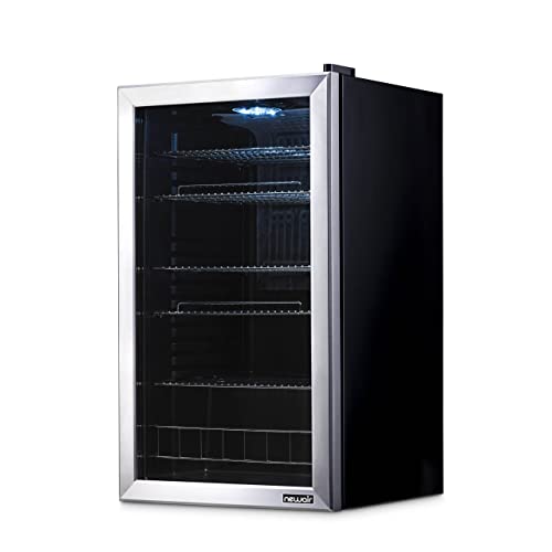 NewAir Beverage Refrigerator Cooler | 126 Cans Free Standing with Right Hinge Glass Door | Mini Fridge Beverage Organizer Perfect For Beer, Wine, Soda, And Cooler Drinks