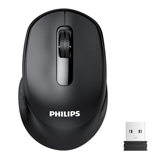 PHILIPS Wireless Ergonomic Mouse, 2.4G Bluetooth, 1600 DPI