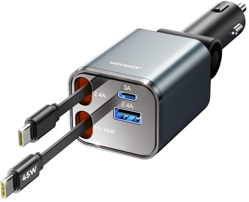 84W Retractable Fast Charging USB Car Charger