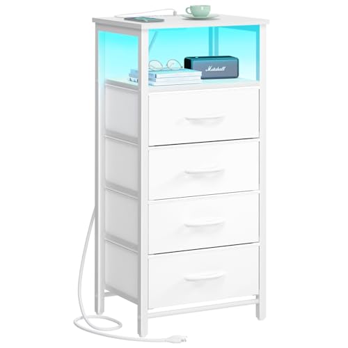 Yoobure Nightstand with Charging Station and Drawers