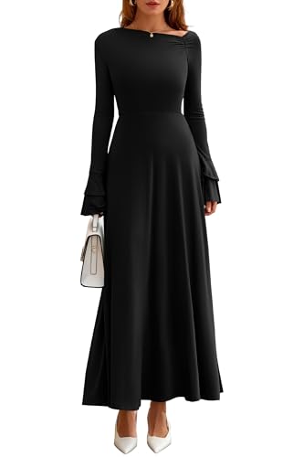 Off Shoulder Long Sleeve Ruched Maxi Formal Dress