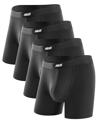 4 Pack Men's Micro Modal Boxer Briefs Supportive Pouch