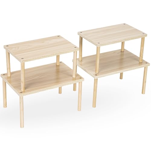 4 Pack Stackable Cabinet Organizer Shelves
