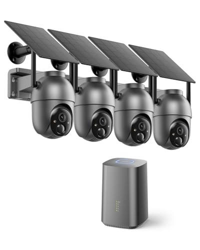 4 Cam 2K Solar Wireless PTZ Outdoor Security Cameras System