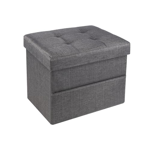 Folding Storage Ottoman Foot Stool with Pocket