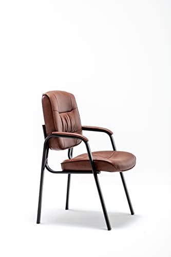 BTEXPERT Sleek Back Premium Leather Office Executive Waiting Room Guest/Reception Side Conference Chair, 22D x 25W x 36H in, Antique Brown, 4