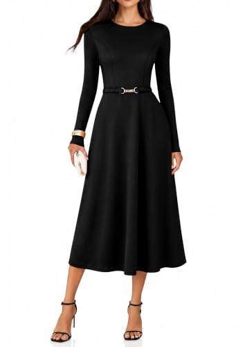 Long Sleeve A-Line Midi Wedding Guest Dress