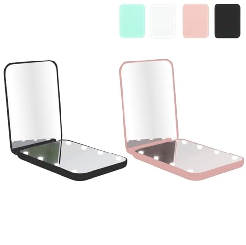 2 Pack Compact LED Magnifying Travel Makeup Mirror