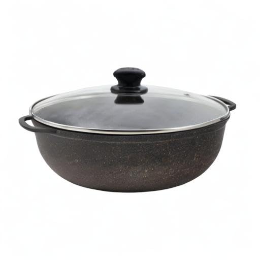 IMUSA 3.5qt Fuzion Cast Aluminum Bronze Speckled Nonstick Caldero with Glass Lid