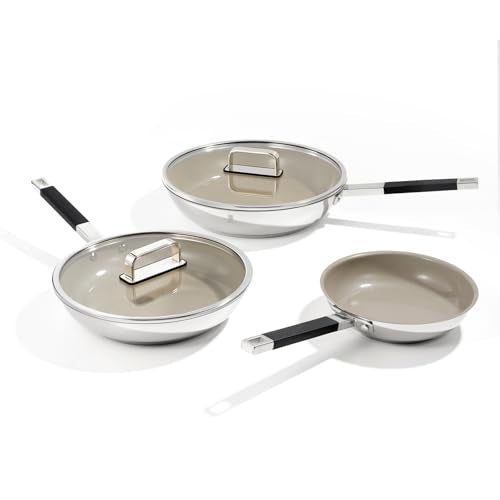 Nonstick Titanium Ceramic Stainless Steel Frying Pan Set