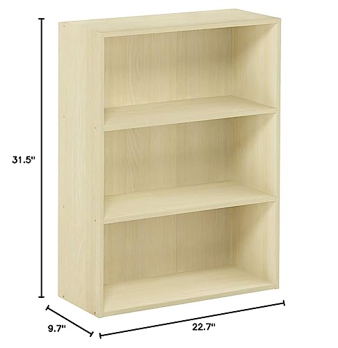 Furinno 3-Tier Open Shelf Bookcase in Maple