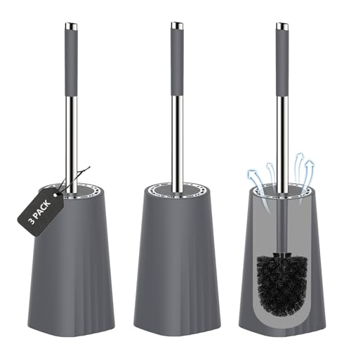 3 Pack Toilet Bowl Brush and Holder Set