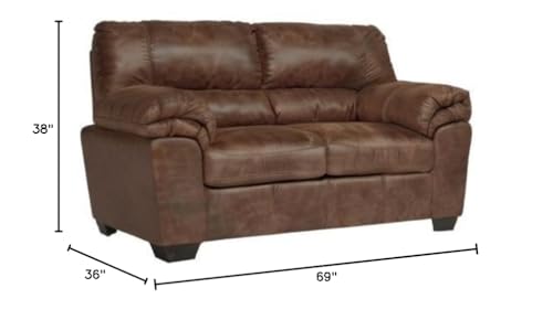 Ashley Bladen Faux Leather Loveseat, Brown