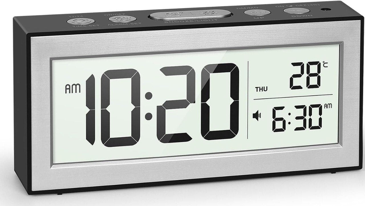 Digital Alarm Clock with LED Display and Night Light