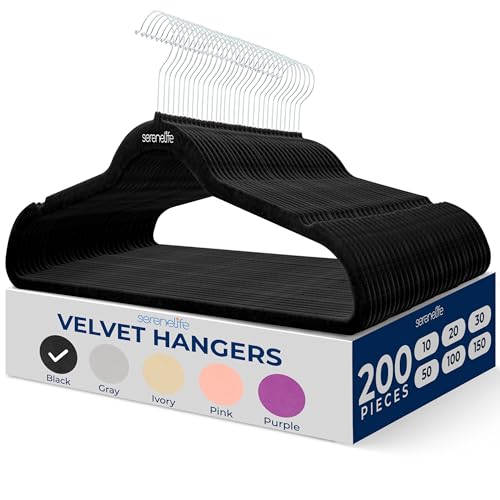 200 Pack Velvet Non-Slip Swivel Clothes Hangers