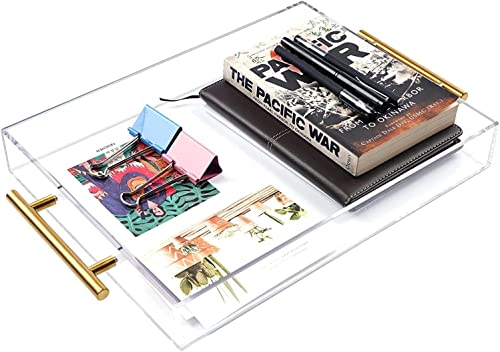 Acrylic Serving Tray with Metal Handles