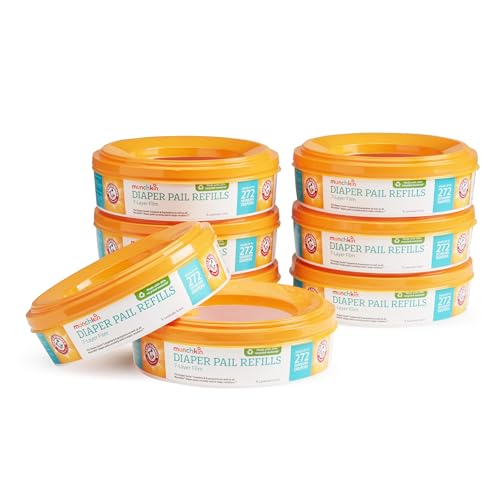 8 Pack Munchkin Diaper Pail Refill Rings, 2,176 Count
