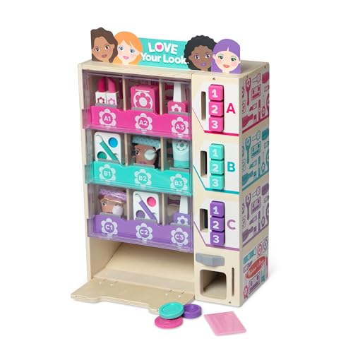 Melissa & Doug Wooden Beauty Kiosk Vending Machine Playset
