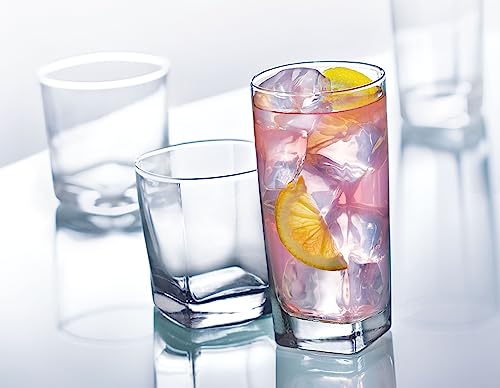 Anchor Hocking Rio Drinking Glasses Set, 16 Piece Set (8 Rocks Glasses & 8 Tumbler Glasses)
