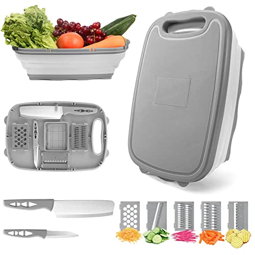 Collapsible Cutting Board with Colander and Wash Basin