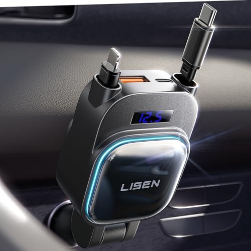 LISEN 96W 4-in-1 Retractable Car Charger Adapter