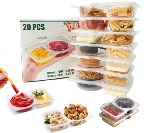 20 Pack Reusable Salad Dressing Containers with Lids