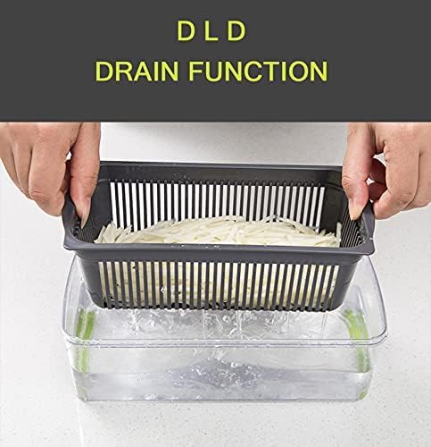 DLD Vegetable Chopper, 12 in 1 Professional Mandoline Slicer for Kitchen, Multifunctional Food Chopper Cutter for Onion, Potato, Tomato, Veggie with 8 blades and Strainer Basket (Gray)