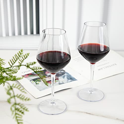 Ciaell 6 Pack Plastic Wine Glasses - 15OZ Unbreakable Wine Glasses, Tritan Wine Glasses with Stem - Disposable Stemmed Wine Glasses Perfect for Parties & Weddings & Poolside & Outdoors & Camping