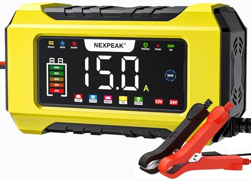 15-Amp Smart 12V 24V Car Battery Charger