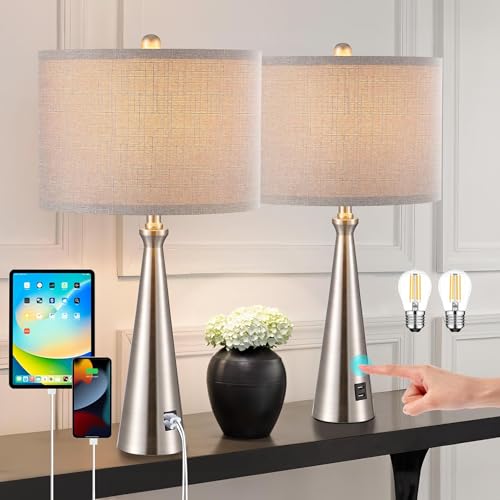 2 Pack Modern Bedside Table Lamps for Bedroom