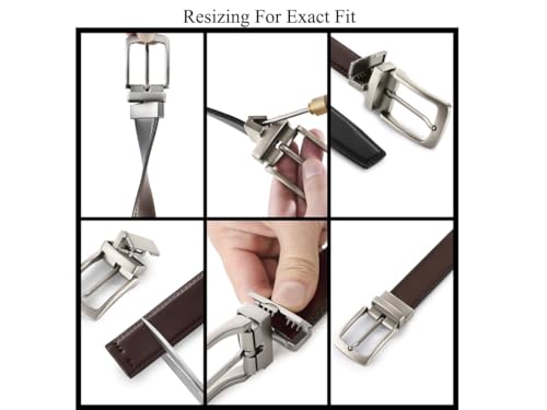 MILORDE Reversible Leather Belt for Men