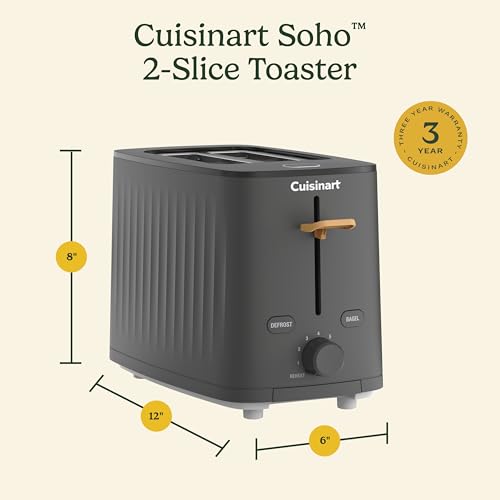 Cuisinart Soho™ Collection 2-Slice Toaster, 7 Toaster Setting, Defrost, Reheat, and Bagel Setting, Convenient Rear Cord Storage, Black, CPT-7BK